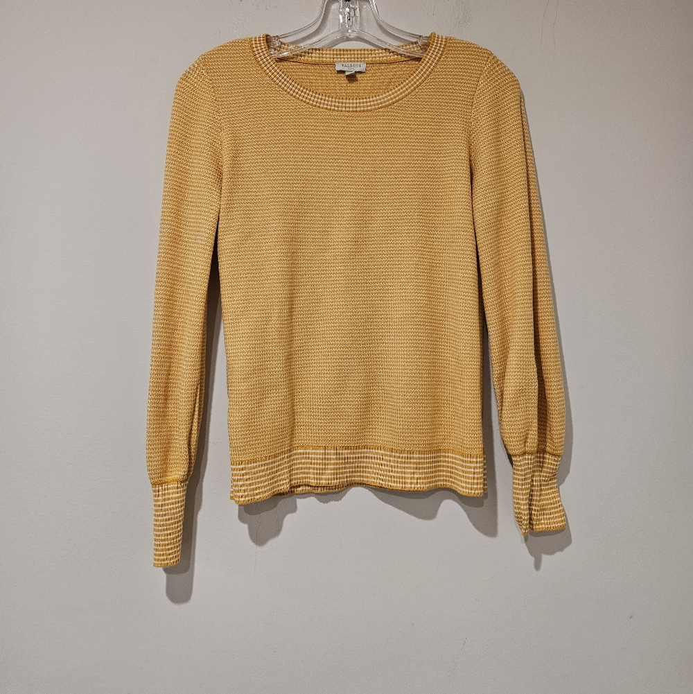 Talbots Mustard and White Textured Knit Pullover, Size Small